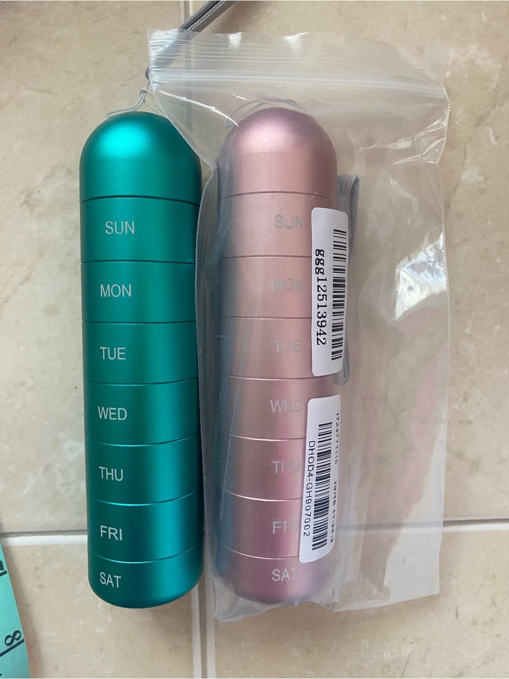 Weekly Pill Organizer - Teal & Rose Gold